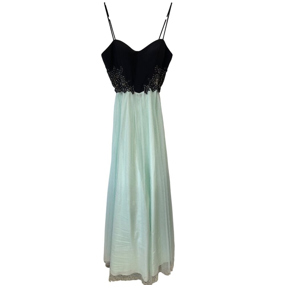 BA Nites Dress Gown Size 9 Pearl Embellishment Mint Skirt Formal Party Evening